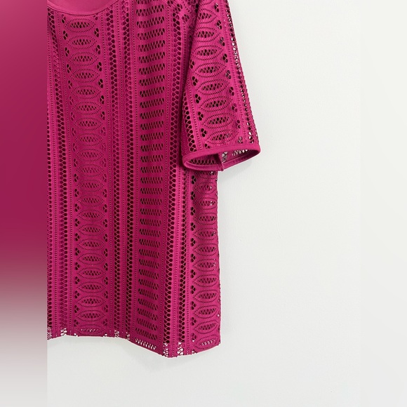 Dana Buchman Women Red Lace Crew Neck Blouse - Picture 3 of 4